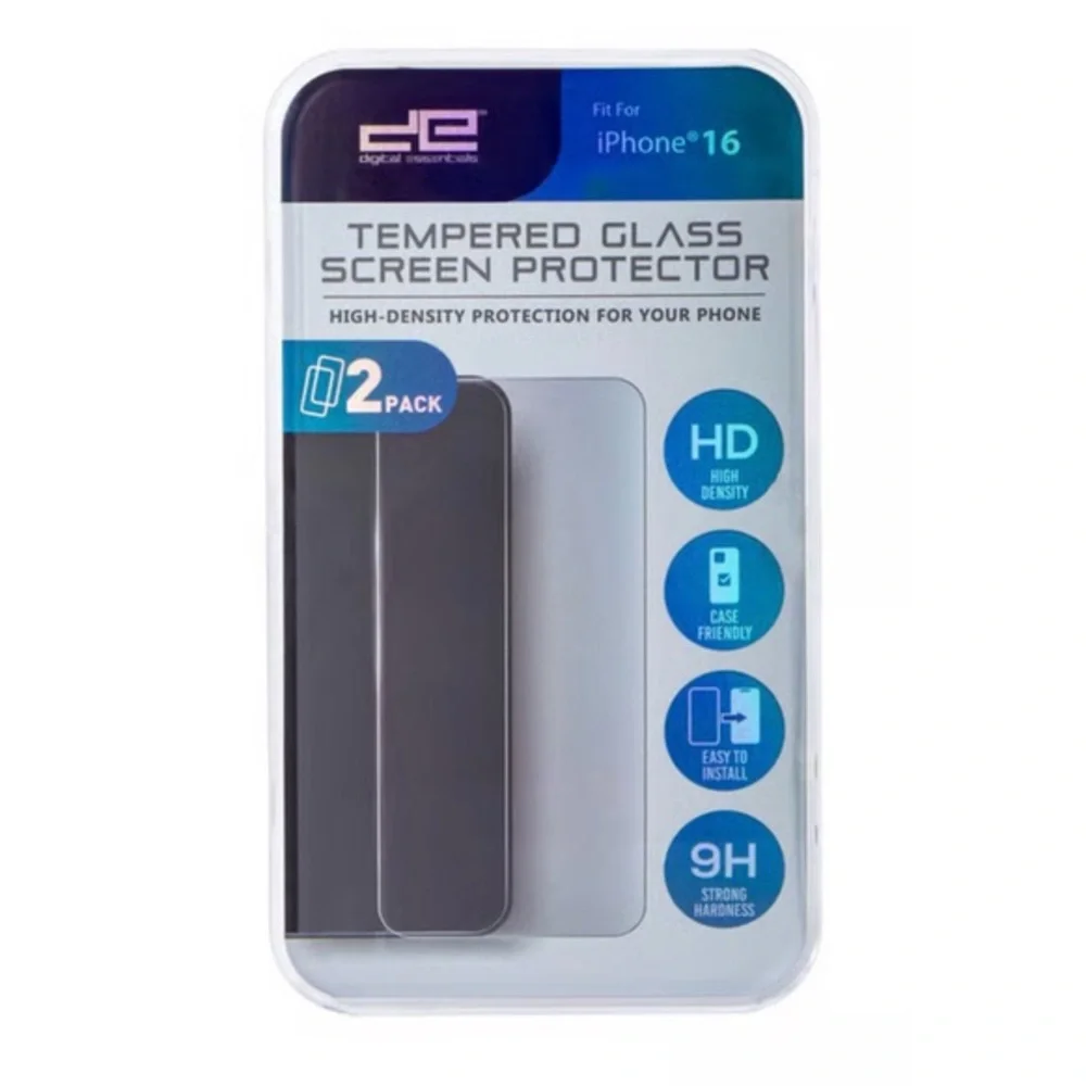 Digital Essentials Tempered Glass Screen Protector-2 Pack - fits iPhone 16 only